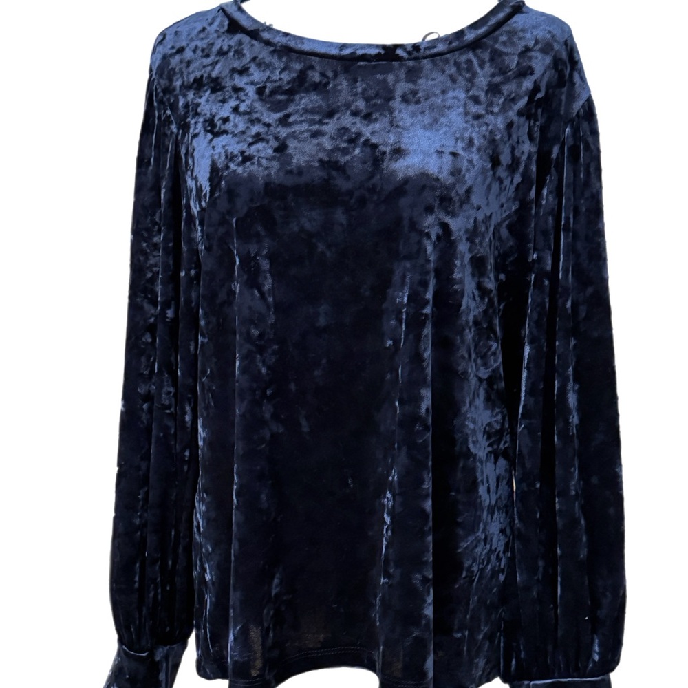 Modcloth Crushed Velvet Blouse - Deep Blue